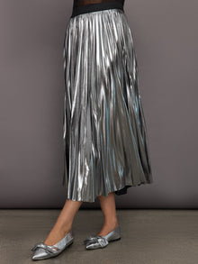 Carbon38 | Metallic Pleated Skirt | Silver