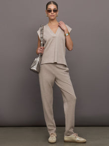 Carbon38 | Tapered Leg Jogger in Interlock | Taupe Heather