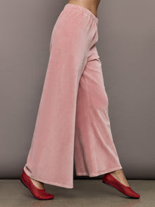 Carbon38 | Wide Leg Pant in Velour | Blush