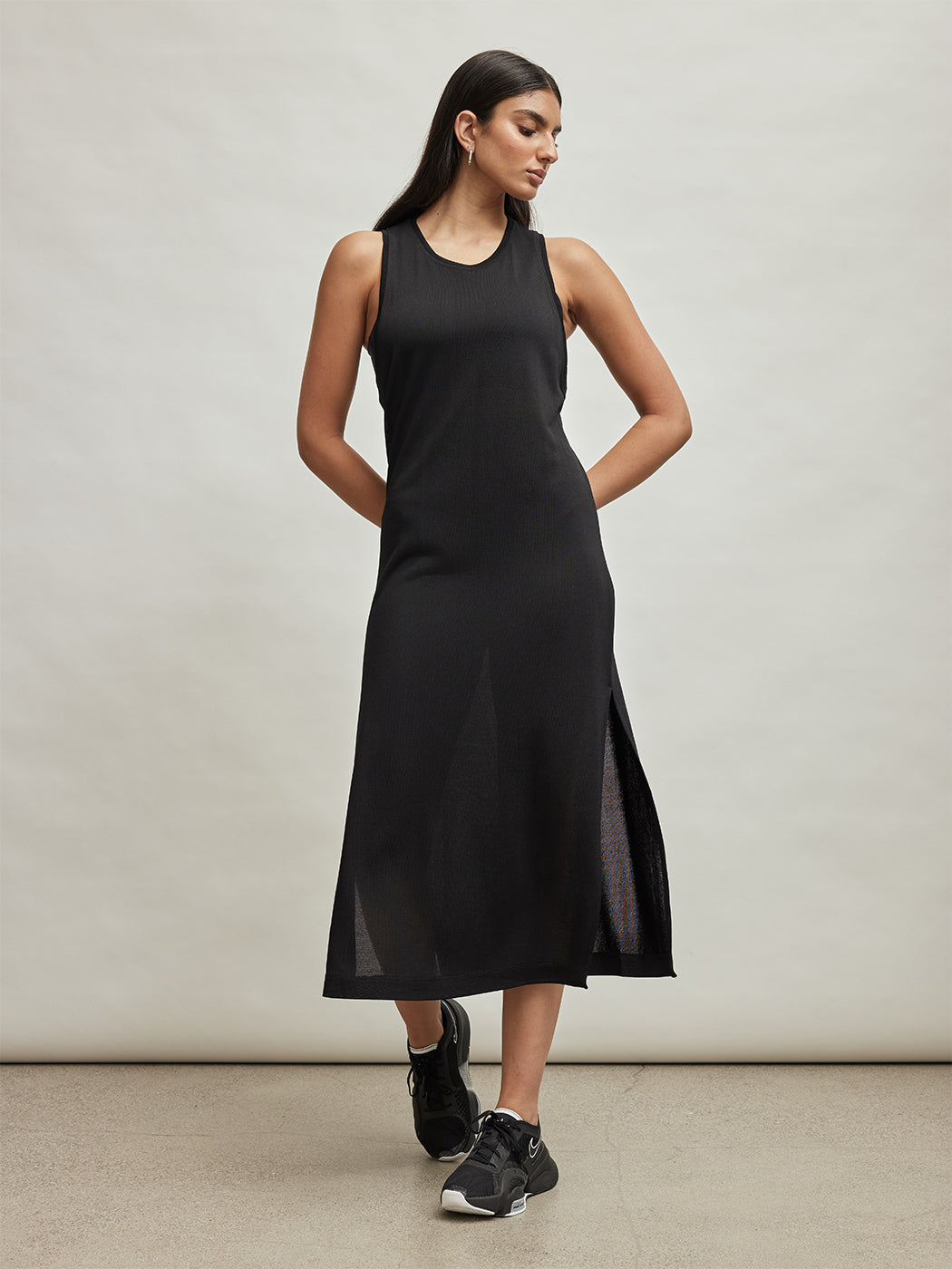 Carbon38 | Mesh Midi-length Tunic | Black