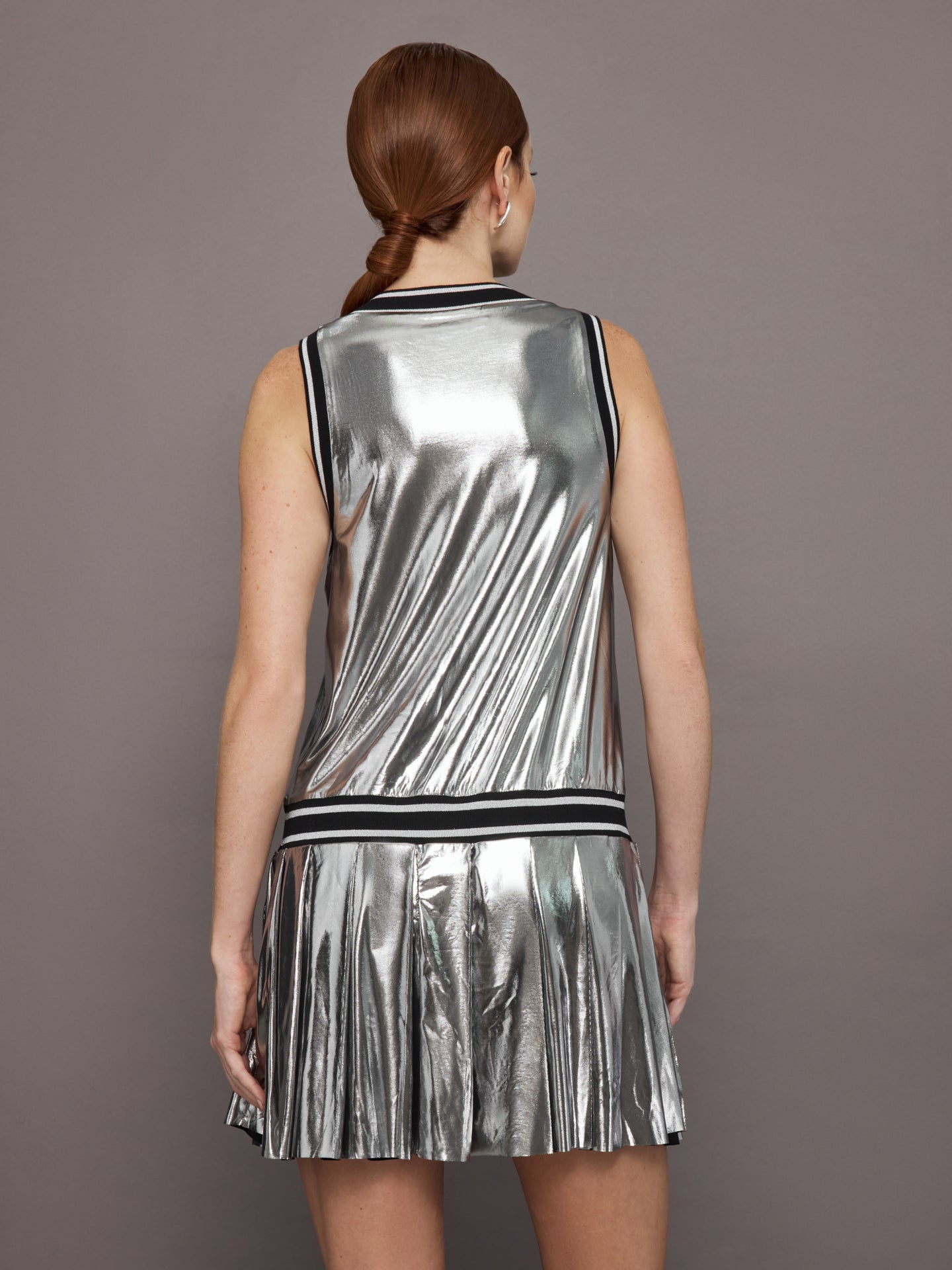Carbon38 | Metallic Pleated Tennis Dress | Silver
