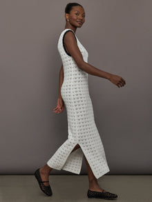 Open Back Knit Crochet Dress | Ivory