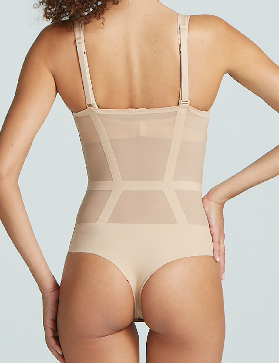 Luxe Control Bodysuit::Beige::Back