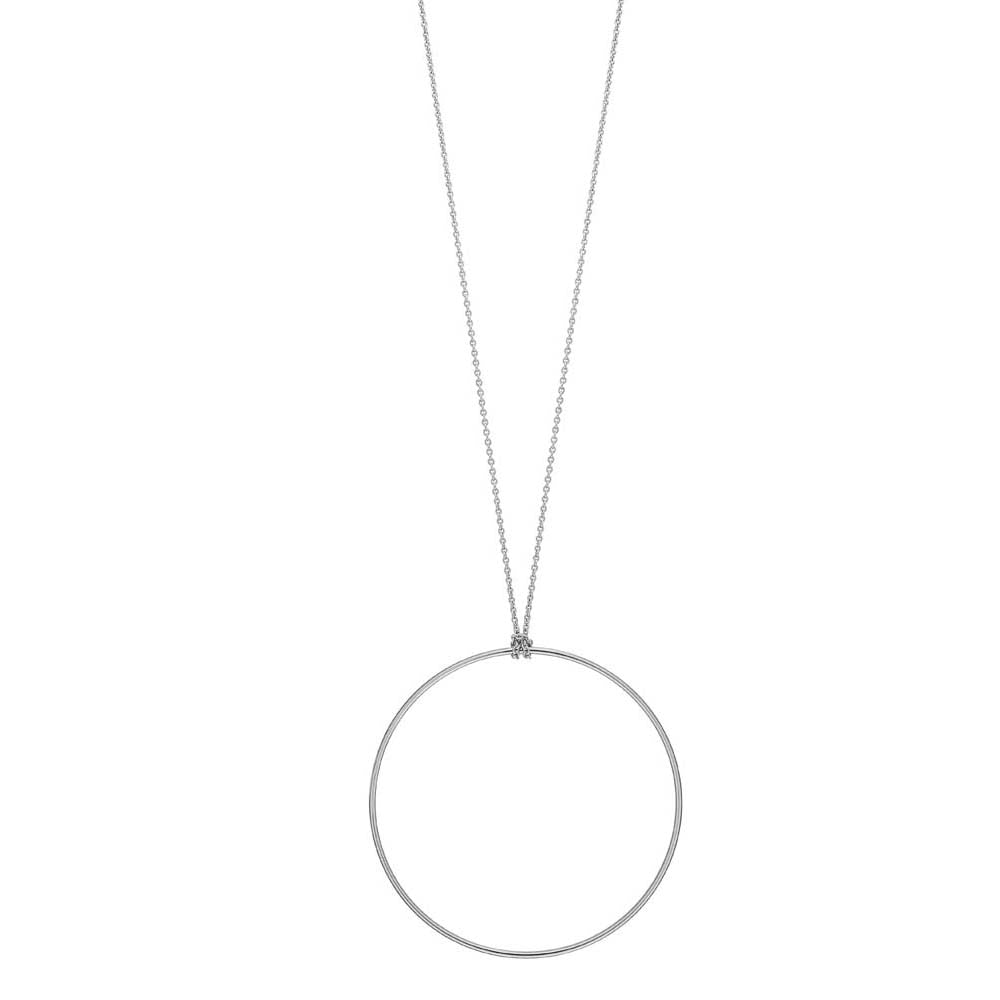 White Circle On Chain | 18K White Gold
