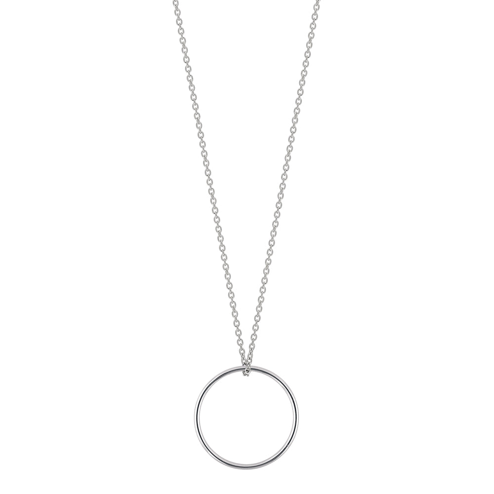 Mini White Circle On Chain | 18K White Gold