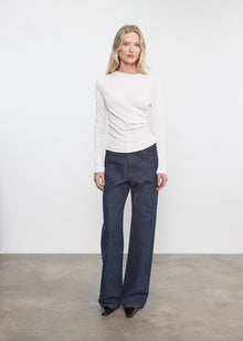 Cashmere Draped L/S Crew | White