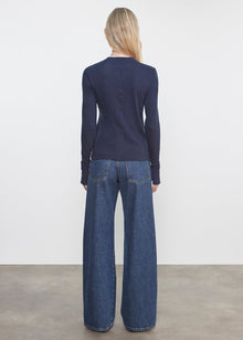 Cashmere Easy Cuffed Crew | Midnight Blue