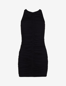 Classic Ruched Mini Dress::Black::Main