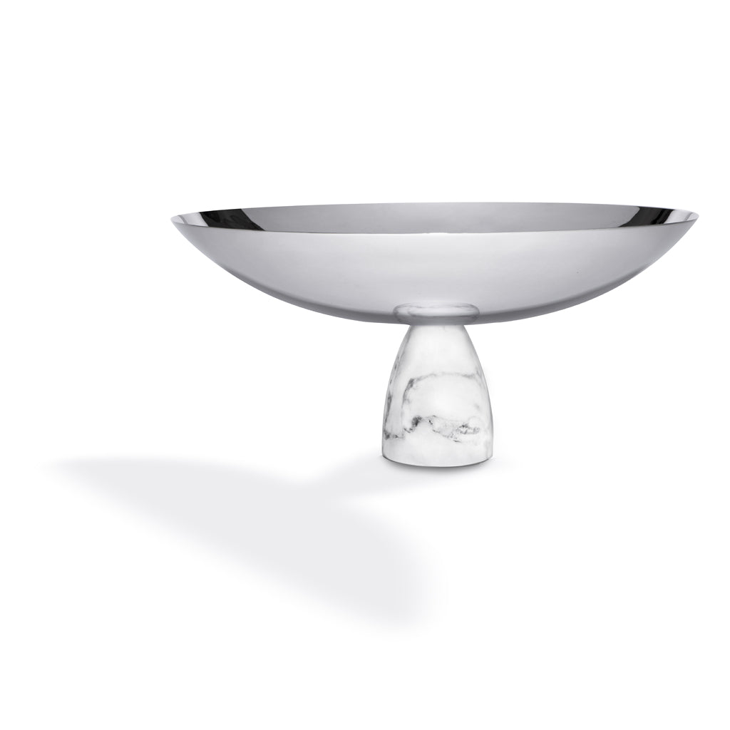 Coluna Fruit Bowl | Silver-Plated Stainless Steel | Italian Carrara Marble
