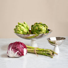 Coluna Fruit Bowl | Silver-Plated Stainless Steel | Italian Carrara Marble