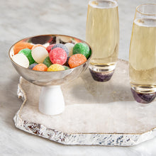 Coluna Nut Bowl | Silver-Plated Stainless Steel | Italian Carrara Marble