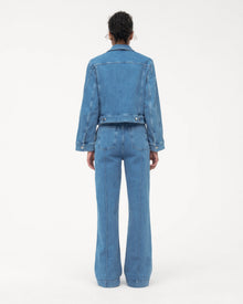 Another Tomorrow Cropped Denim Jacket in Light Blue Wash – Denim Women's Jacket