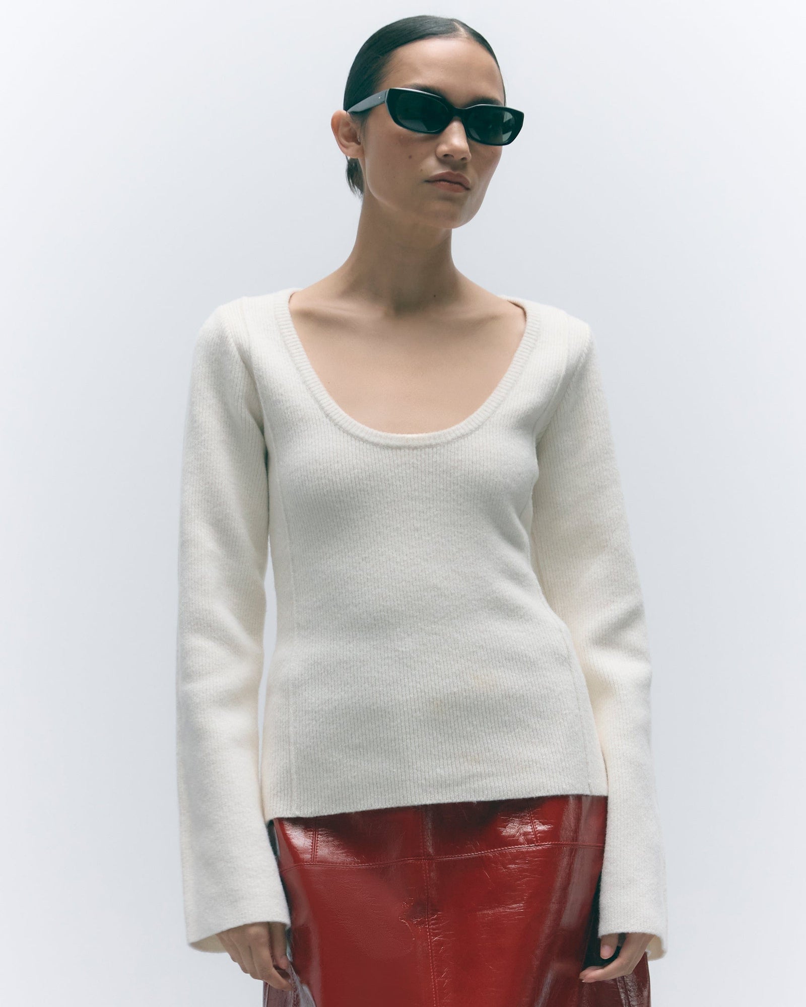 Charlotte | Camilla Seam-Detail Scoop-Neck Sweater in Size Extra Small