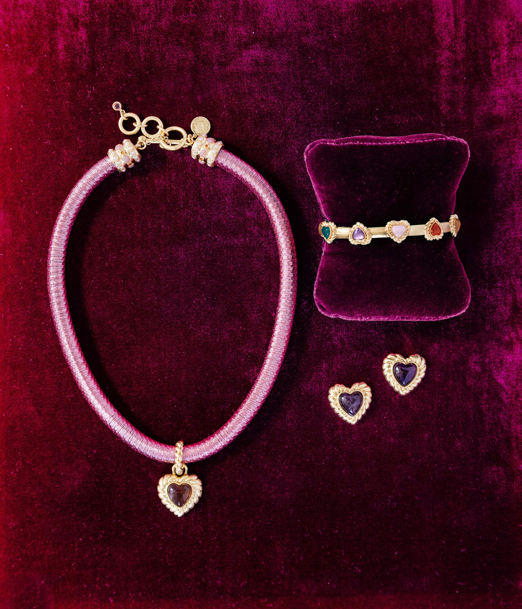 Camille Amethyst Heart Studs - Loren Hope