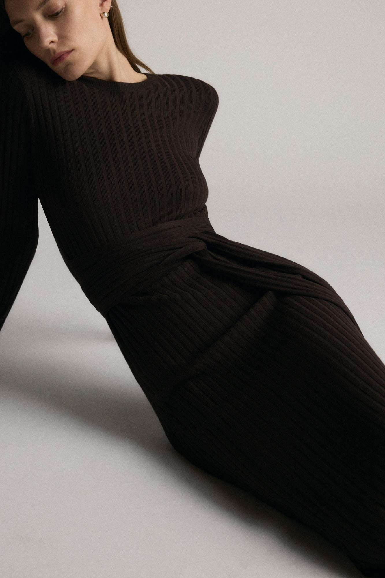 Shelby | Carmen Ribbed Long-Sleeve Wrap Dress in Size Small