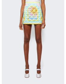 Casablanca | Women | Art Deco Quilted Curved Hem Mini Skirt | Multicolor