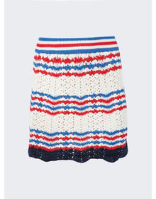 Casablanca | Women | Crochet Chevron A-line Skirt | Off-White x Navy