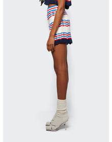 Casablanca | Women | Crochet Chevron A-line Skirt | Off-White x Navy