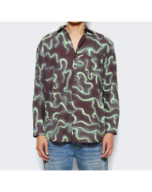 Casella Meyer | Men | Embroidered Jacquard Shirt | Brown x Lim