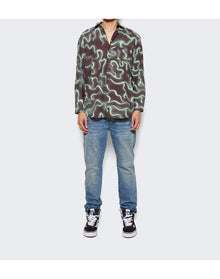 Casella Meyer | Men | Embroidered Jacquard Shirt | Brown x Lim