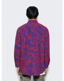 Casella Meyer | Men | Embroidered Jacquard Shirt | Purple x Red