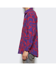 Casella Meyer | Men | Embroidered Jacquard Shirt | Purple x Red