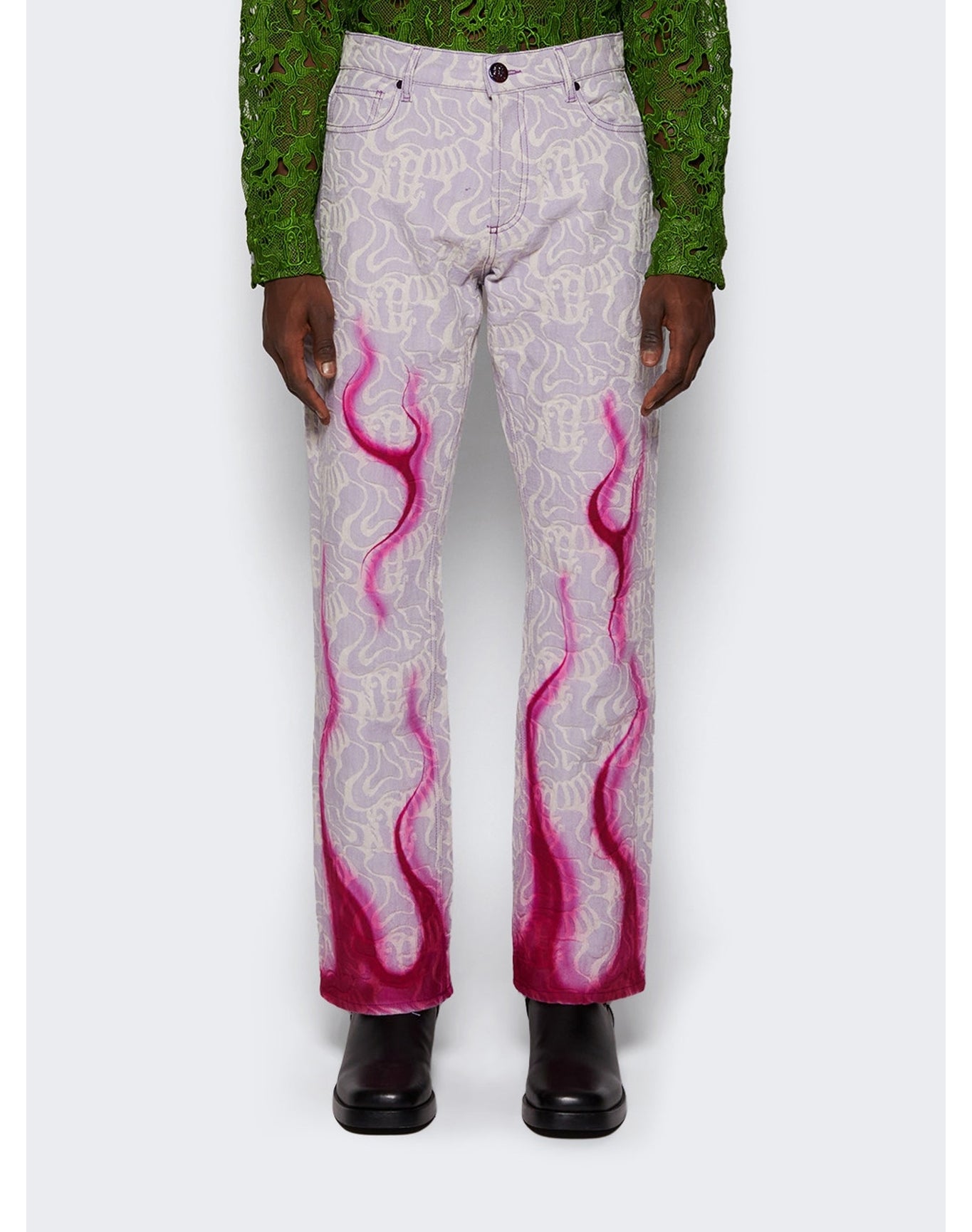 Casella Meyer | Men | Jacquard Flame Denim Pants | Pink