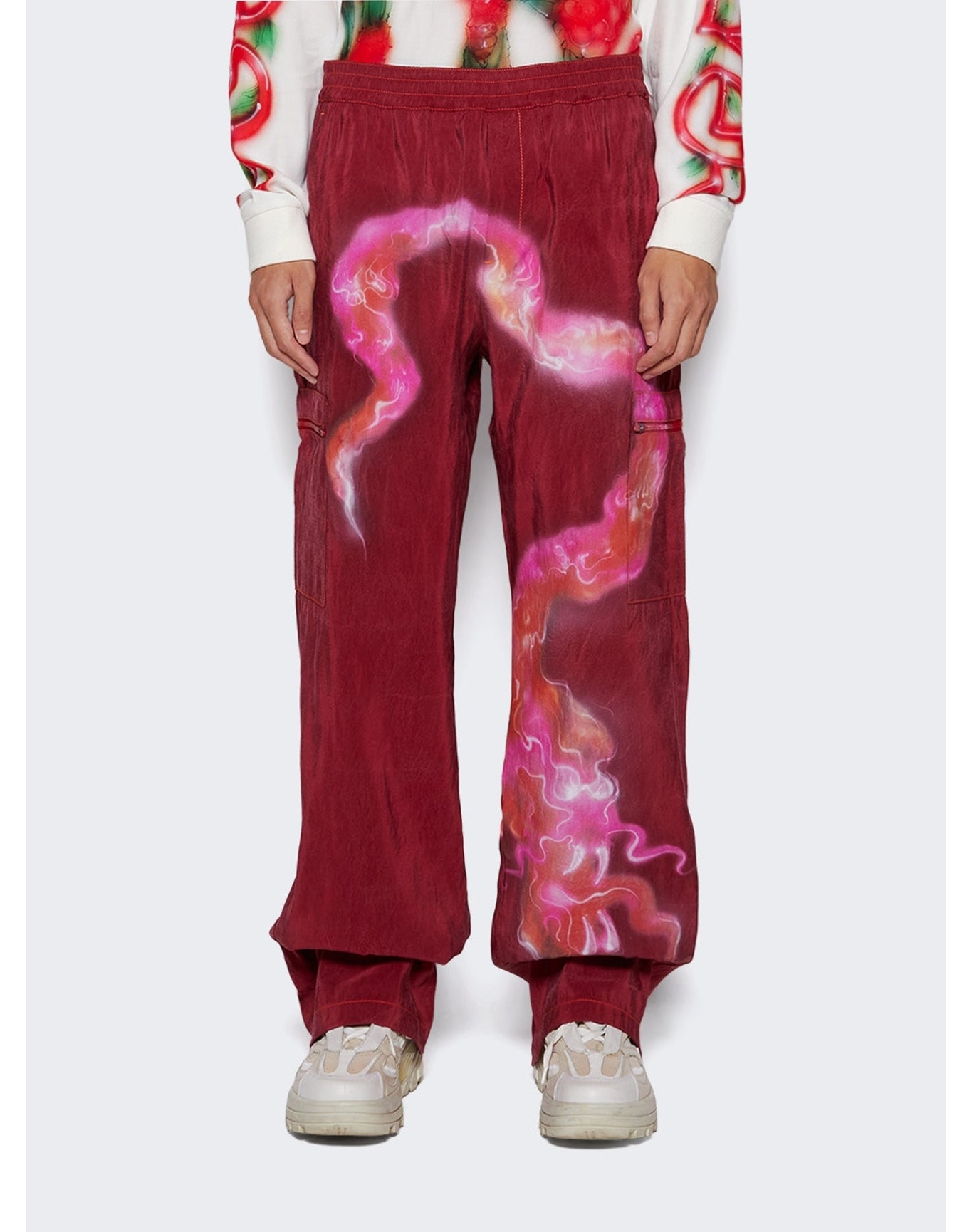 Casella Meyer | Men | Silk Dragon Cargo Pants | Red