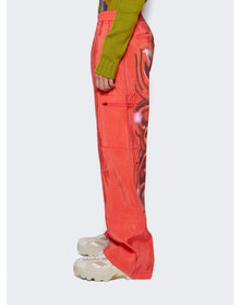 Casella Meyer | Men | Silk Typography Cargo Pants | Orange