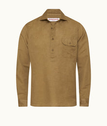 Cesare Relaxed Fit Cutaway Collar Long-Sleeve Linen & Cotton Overhead Shirt | Agave Green