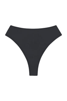 Charcoal bikini bottom with high-cut leg openings and wide waistband.