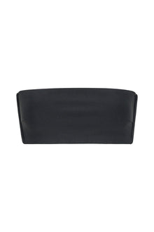 Charcoal bandeau bikini top with rounded neckline and seamless construction.