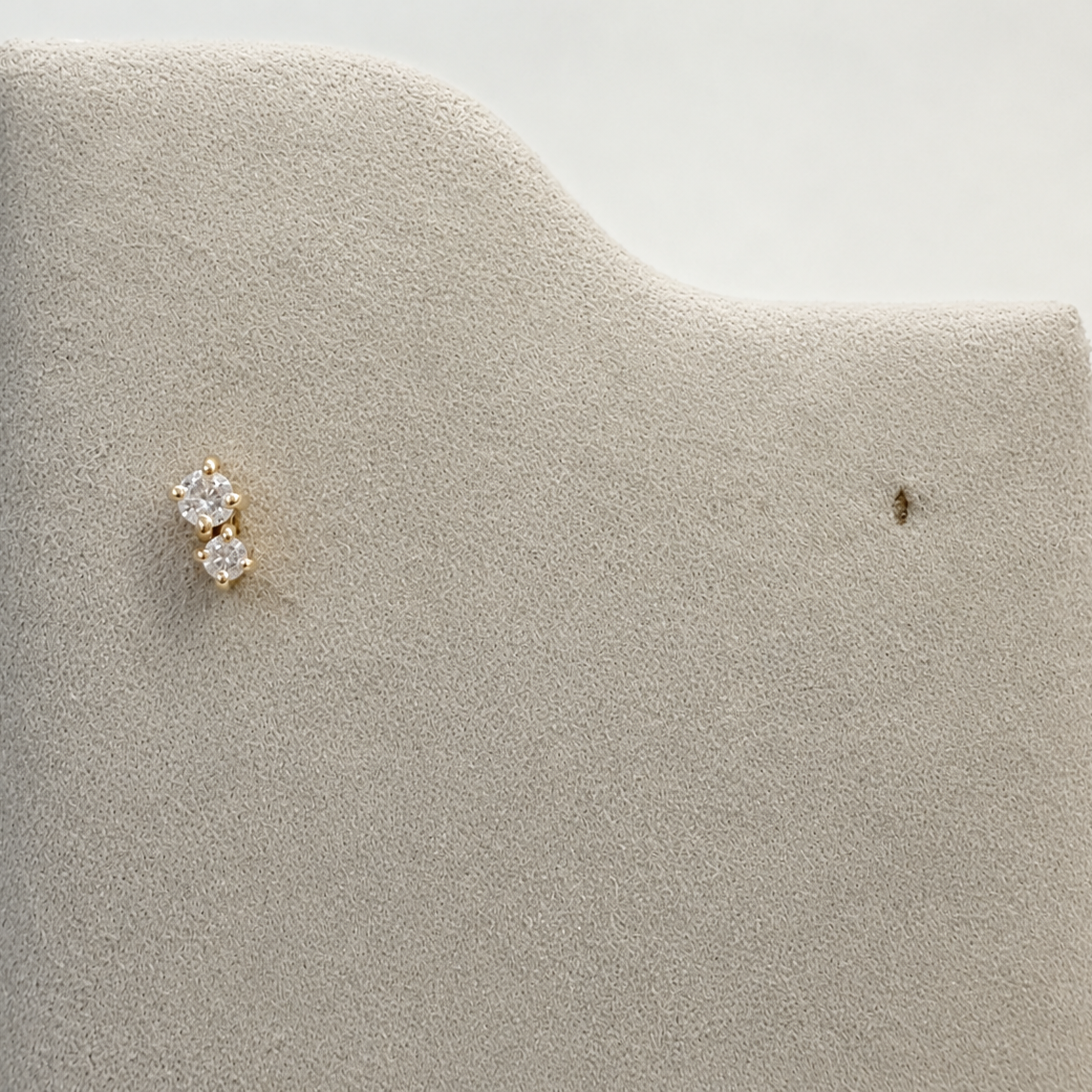 Two Diamond Buddy Studs | 14K Yellow Gold | Round White Diamond