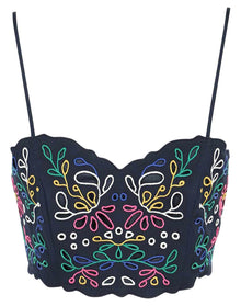Chloé | Women | Embroidered Cropped Top | Multicolor