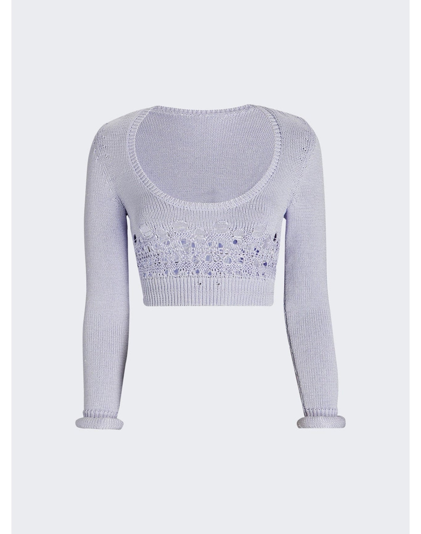 Christopher Esber | Women | Crochet Scoop Neck Long Sleeve Crop | Lilac