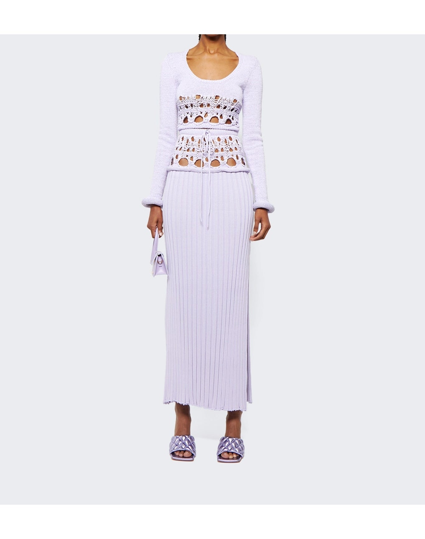 Christopher Esber | Women | Crochet Scoop Neck Long Sleeve Crop | Lilac