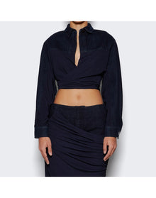 Christopher Esber | Women | Sevilla Denim Wrap Top | Blue