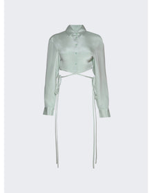 Christopher Esber | Women | Short Sleeve Crop Tie Shirt | Mint Green