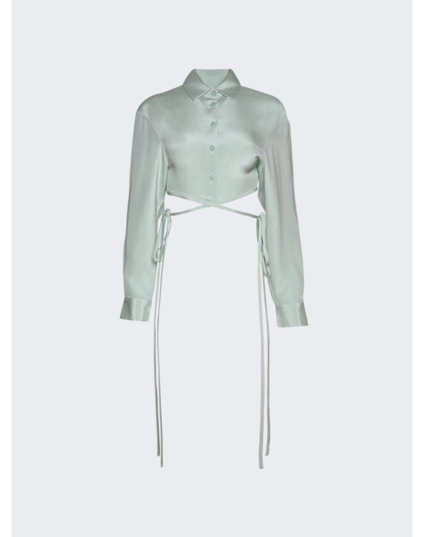 Christopher Esber | Women | Short Sleeve Crop Tie Shirt | Mint Green