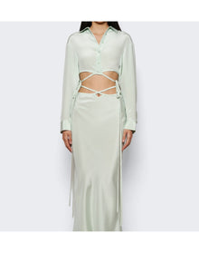 Christopher Esber | Women | Short Sleeve Crop Tie Shirt | Mint Green