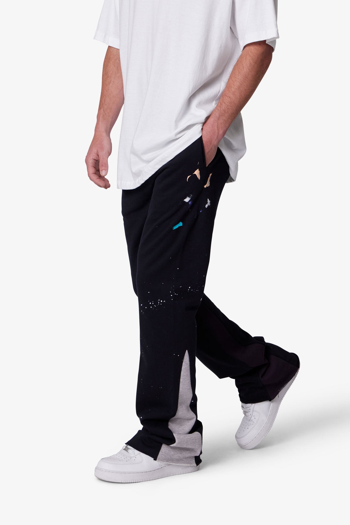 Contrast Bootcut Sweatpants | Black