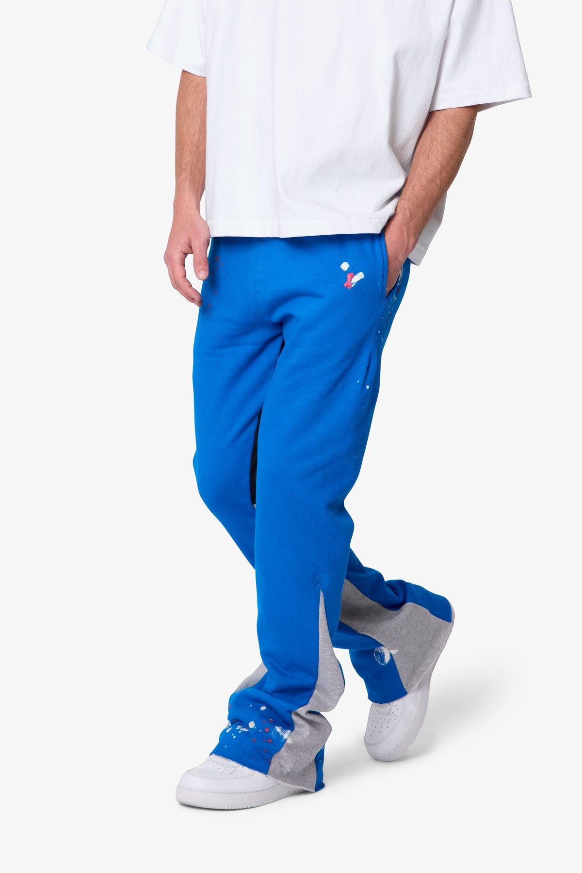 Contrast Bootcut Sweatpants | Blue/Grey