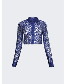 Coperni | Women | Lace Cropped Shirt | Royal Blue