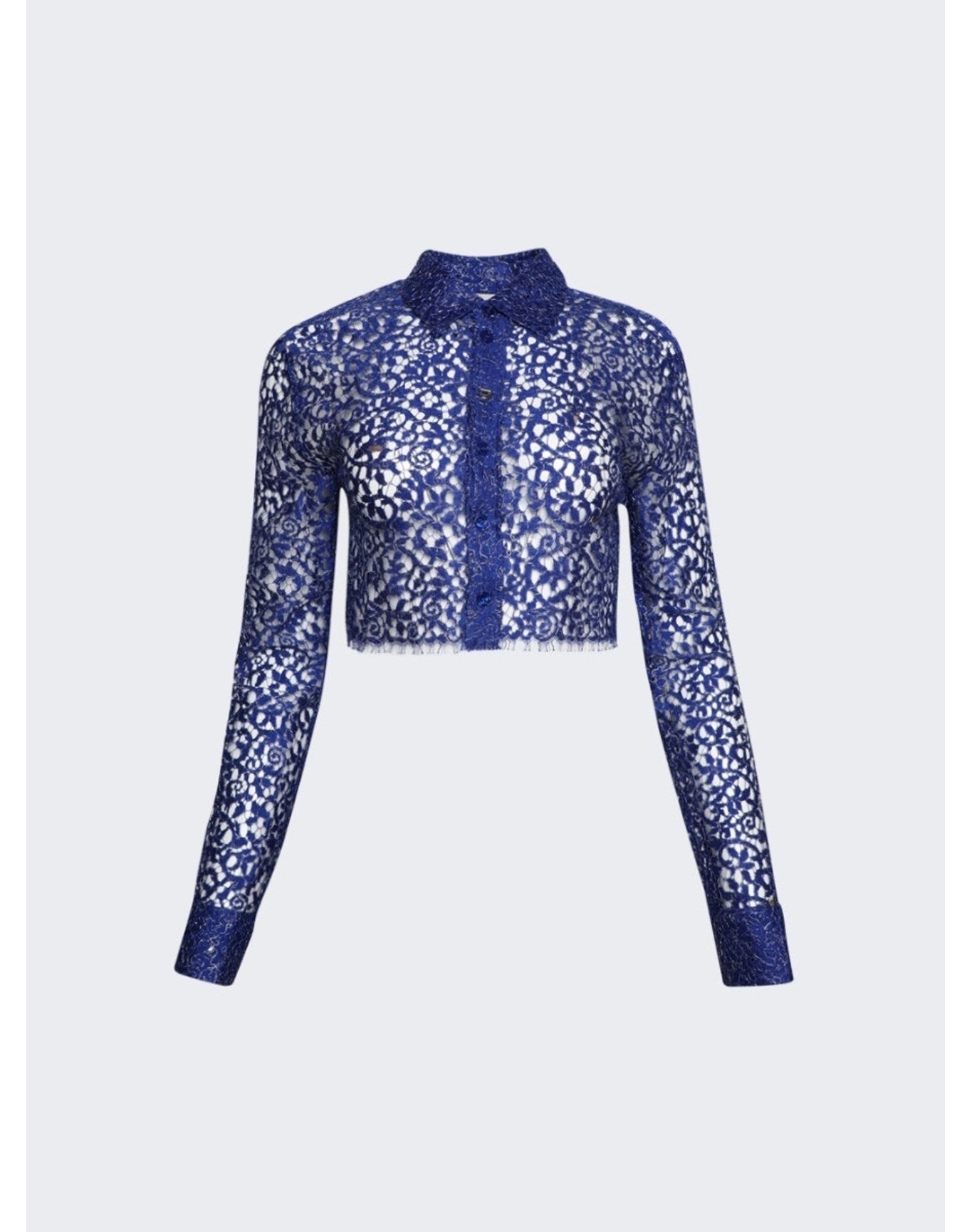 Coperni | Women | Lace Cropped Shirt | Royal Blue