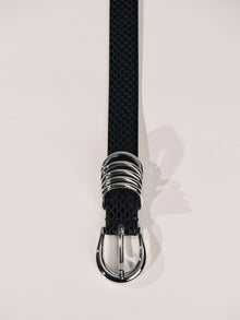 Hollyhock Belt | Black Reptile & Silver