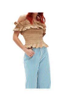 Cotton Poplin Off Shoulder Smock Top | Curds and Whey