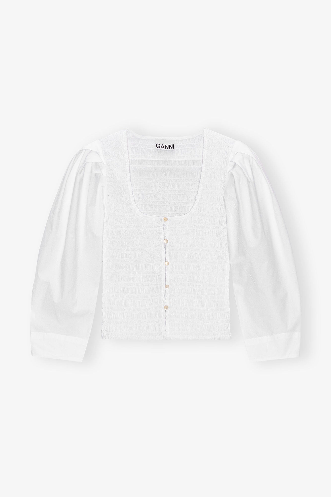 Cotton Poplin Smock Blouse | Bright White