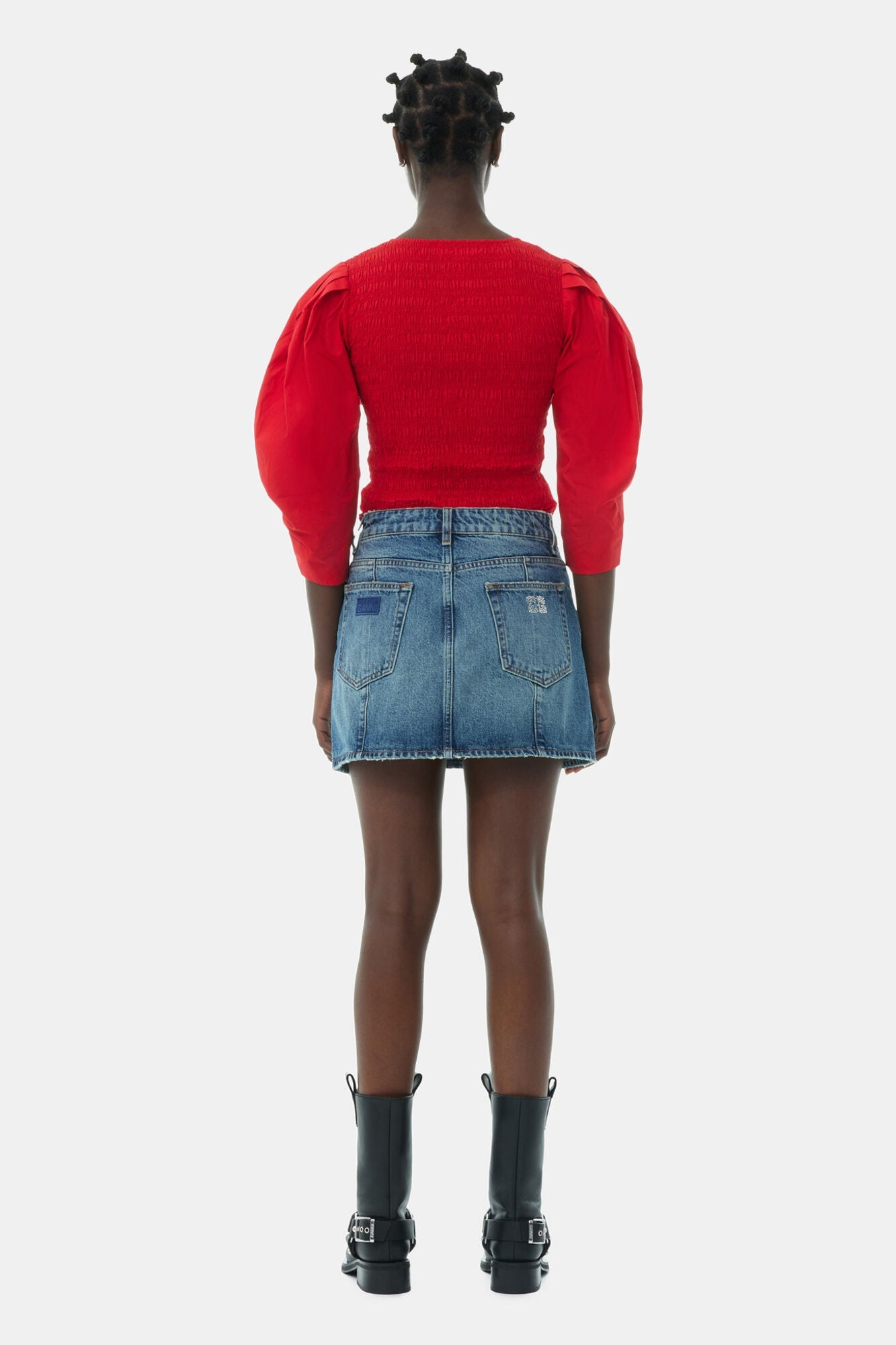 Cotton Poplin Smock Blouse | Racing Red