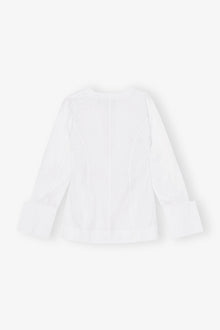 Cotton Poplin V neck Shirt | Bright White