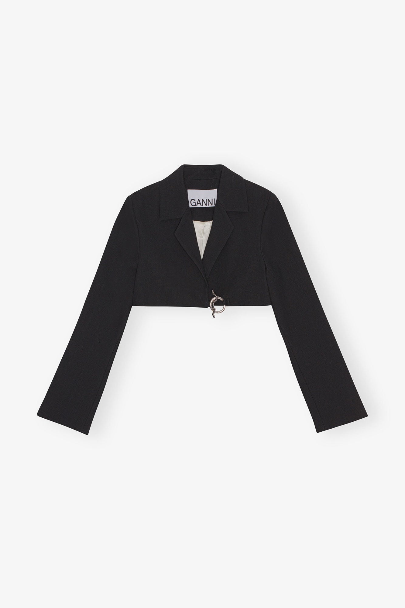 Cotton Suiting Cropped Blazer | Black
